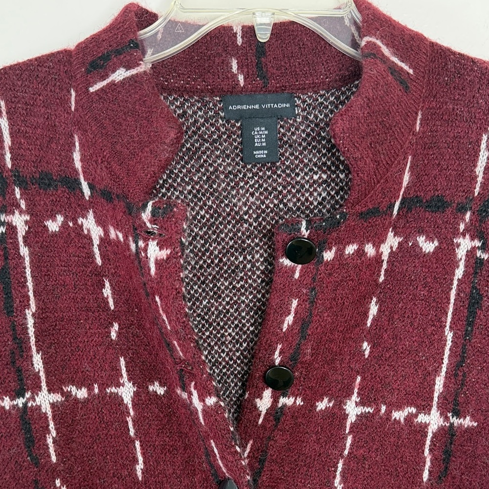 Adrienne Vittadini Burgundy Preppy Cardigan Size M - Picture 7 of 11
